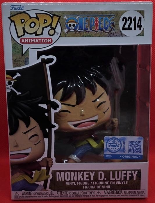 One Piece Monkey D. Luffy with Flag Funko Pop! Vinyl Figure #2214 – Entertainment Earth Exclusive