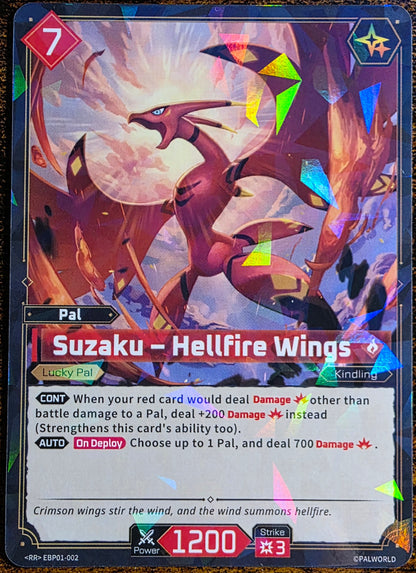 Palworld TCG Suzaku – Hellfire Wings EBP01-002 RR | Dawn of Palpagos