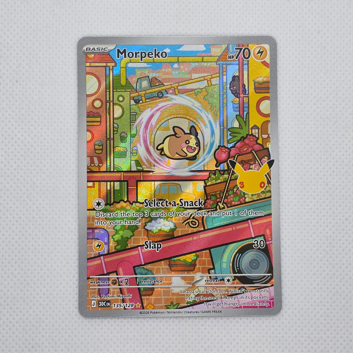 Morpeko 135/128 Illustration Rare Pokemon 30th Celebration IR Holo NM