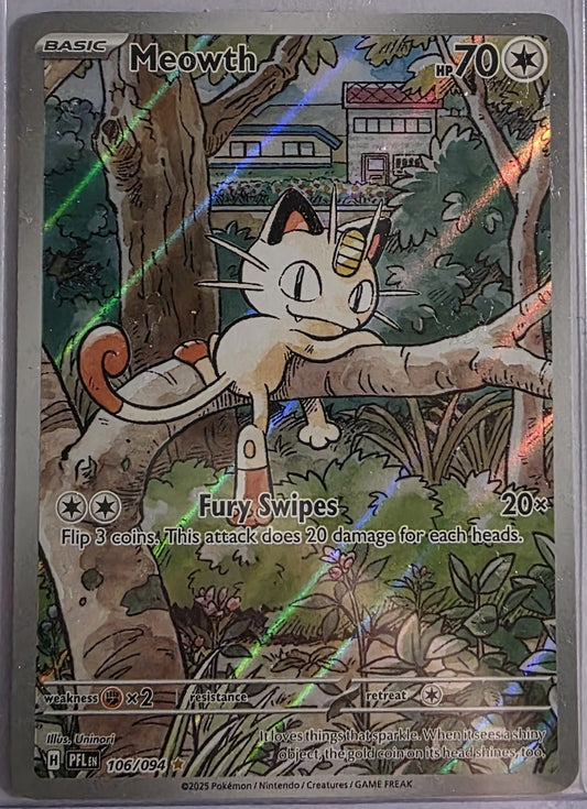 Meowth 106/094 Illustration Rare – Phantasmal Flames Pokémon Card