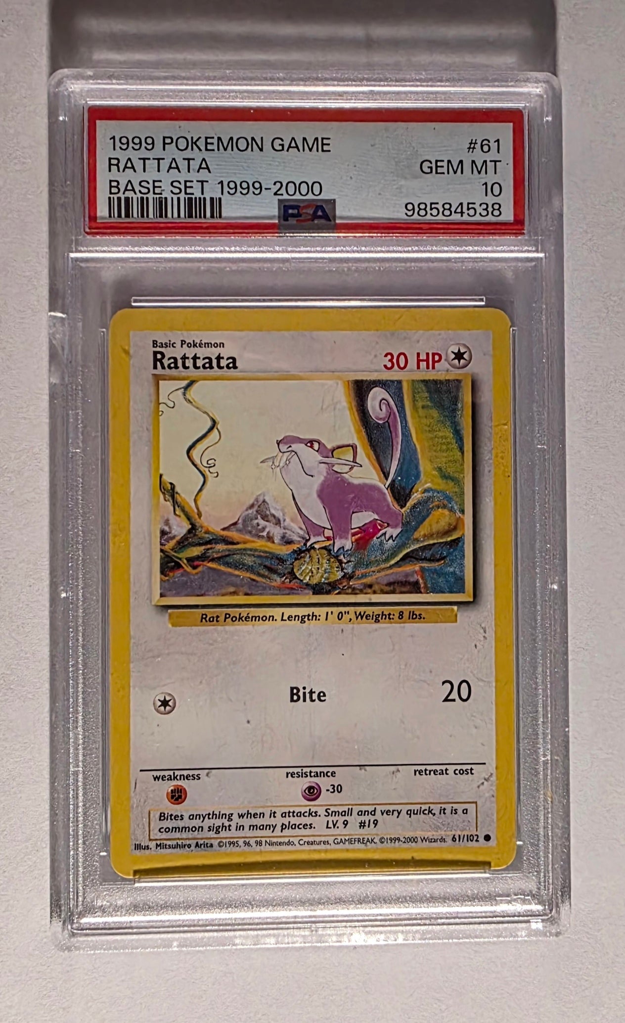 Rattata 61/102 Base Set PSA 10 Gem Mint – 1999 Pokémon Card