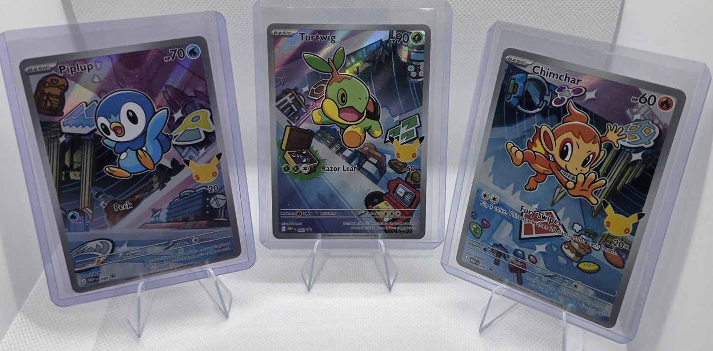 Pokémon Sinnoh Starter Trio – Piplup, Turtwig & Chimchar (Collector Display Set)