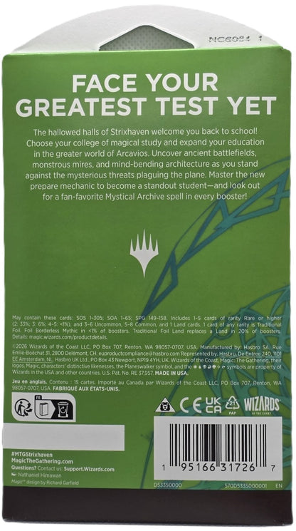 Magic: The Gathering Strixhaven Sleeved Booster Pack – School of Mages – Factory Sealed