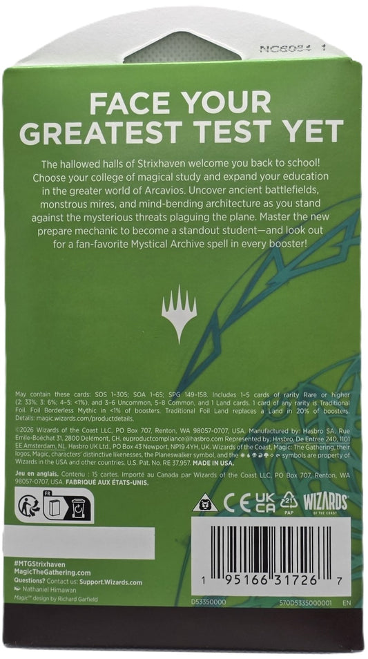 Magic: The Gathering Strixhaven Sleeved Booster Pack – School of Mages – Factory Sealed