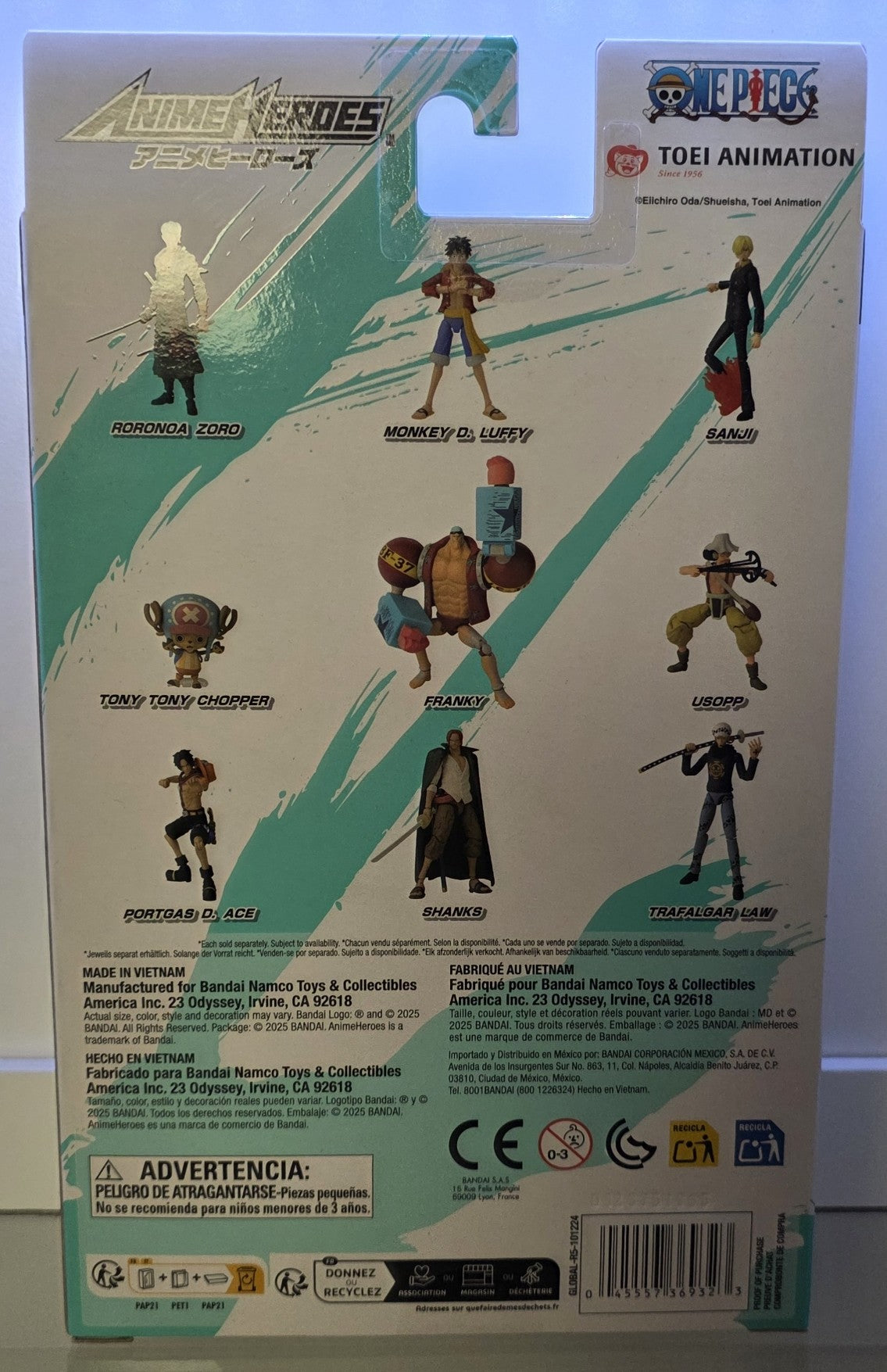 One Piece Roronoa Zoro Action Figure – Anime Heroes – Bandai Namco – Multiple Accessories