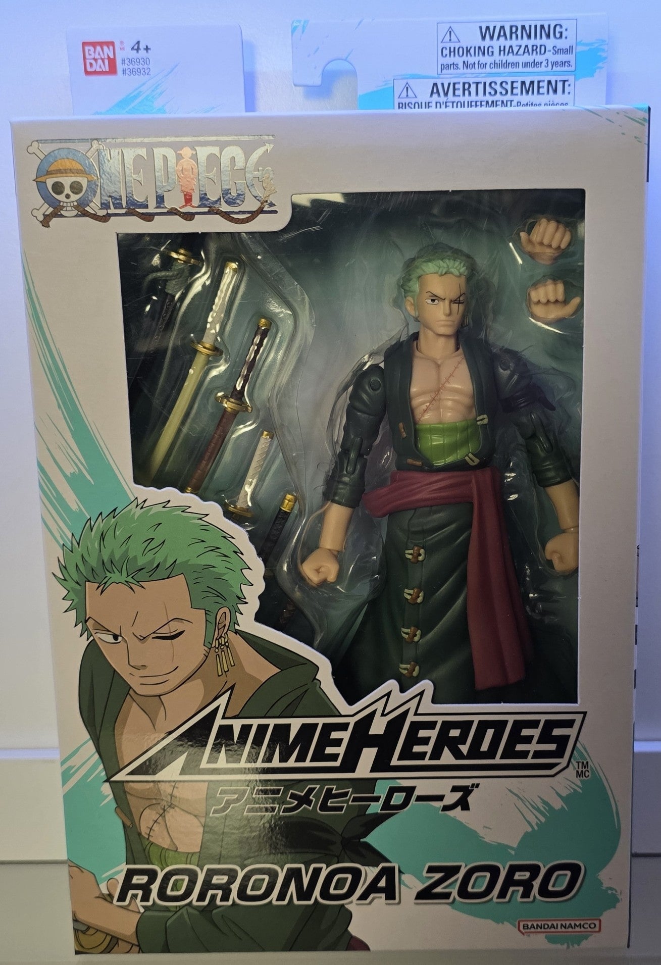 One Piece Roronoa Zoro Action Figure – Anime Heroes – Bandai Namco – Multiple Accessories