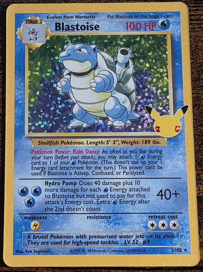 Blastoise 2/102 Holo Rare Pokémon Celebrations Classic Collection 25th Anniversary