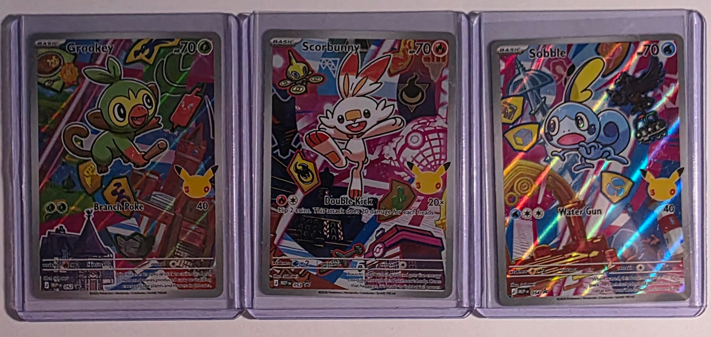 Pokémon Galar Trio Set 30th Anniversary  – Grookey, Scorbunny & Sobble