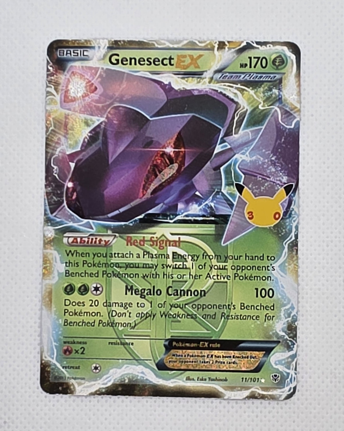 Genesect EX 11/101 Classic Collection Pokemon 30th Celebration Team Plasma NM