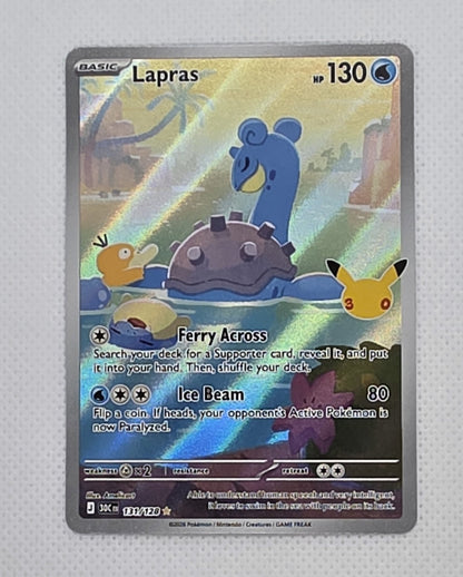 Lapras 132/128 Illustration Rare Pokemon 30th Celebration IR Holo Near Mint