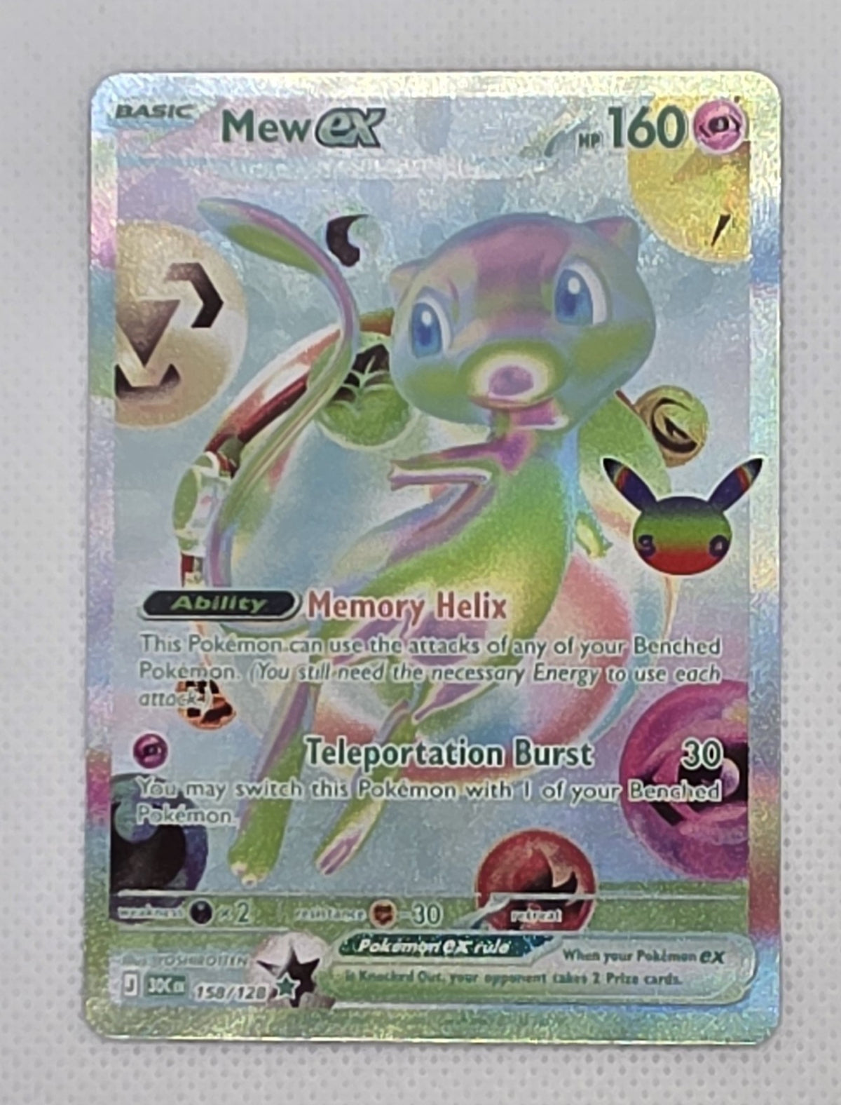 Mew ex 158/128 Futuristic Rare Pokemon 30th Celebration Holo Near Mint