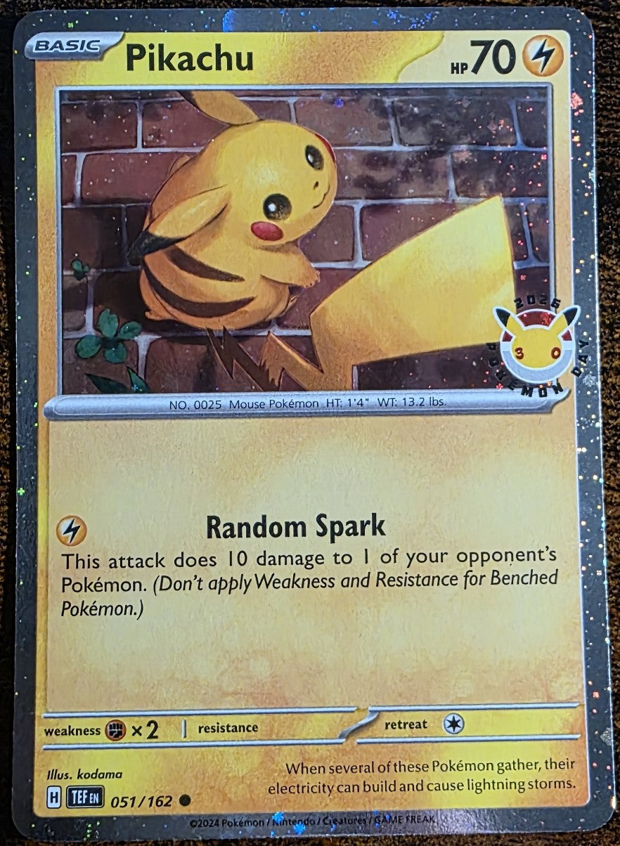 Pikachu 051/162 – Pokémon TCG Scarlet & Violet: Temporal Forces – Pokémon Day Celebrations