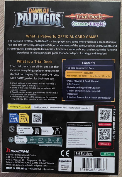 Palworld Official Card Game – Dawn of Palpagos Green/Purple Trial Deck – English