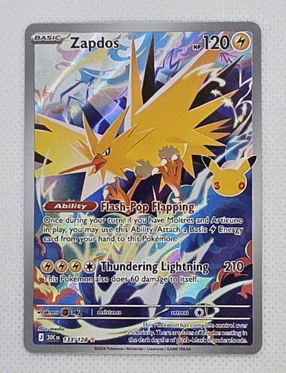 Zapdos 133/128 Illustration Rare Pokemon 30th Celebration IR Holo Near Mint